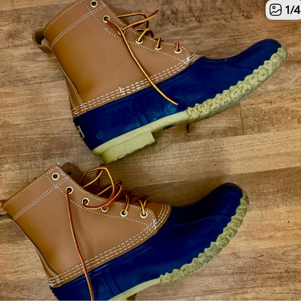 Tan and Blue Duck Boots